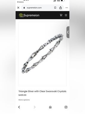 😍Supremeion Triangle Silver Bracelet with Clear Swarovski Crystals